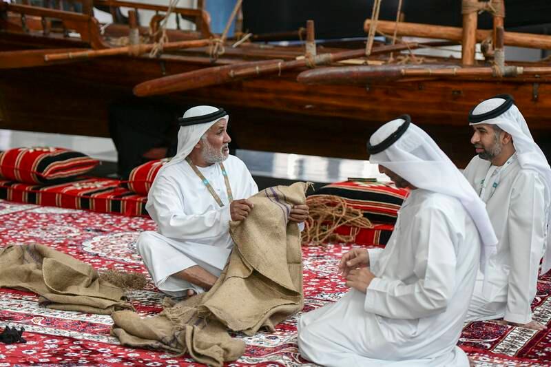 Bedouin crafts are demonstrated at ADIHEX. 
