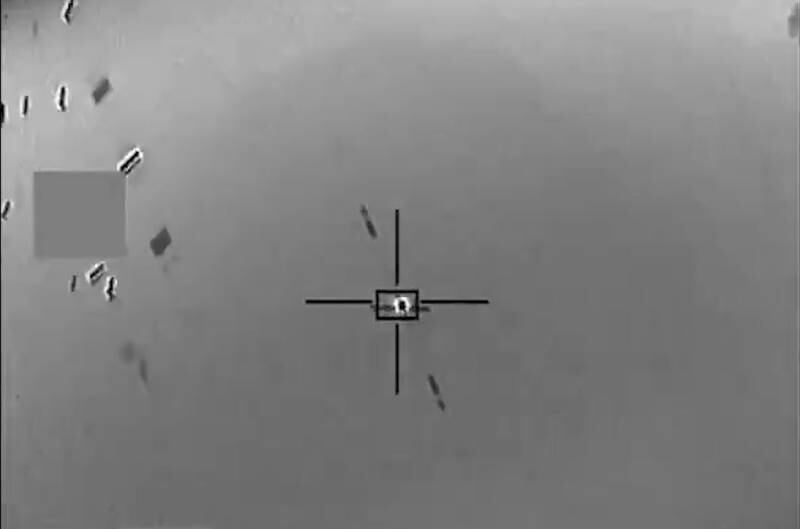 Screen grab from a video posted by the Saudi Press Agency showing Saudi Arabian jets shooting down Houthi drone. SPA