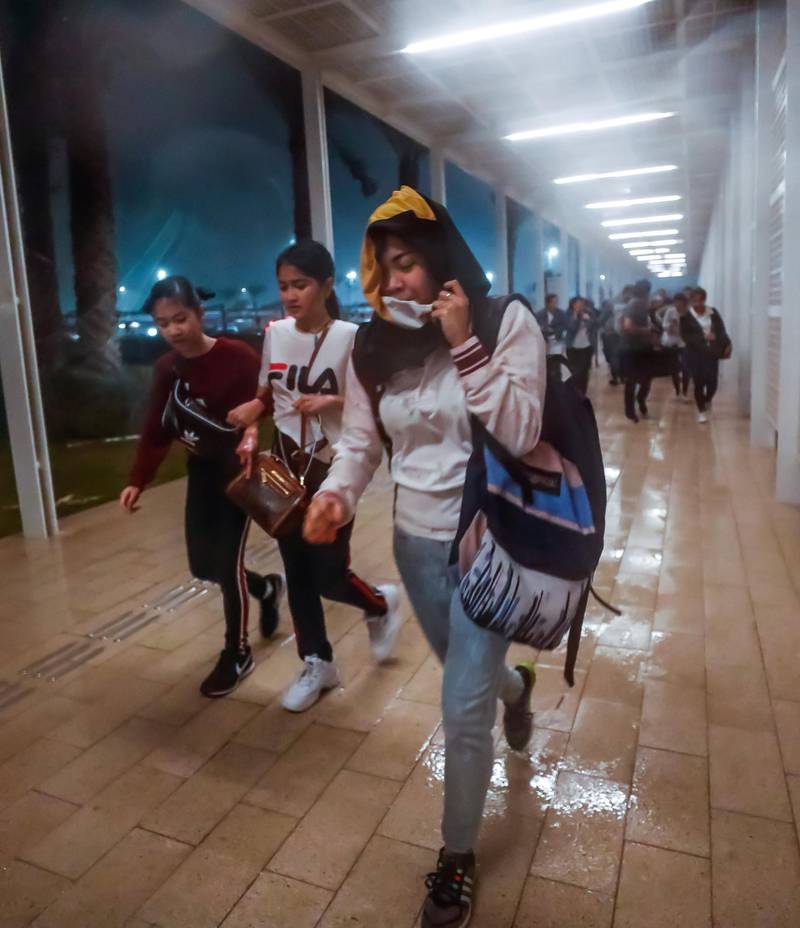 Abu Dhabi, U.A.E., November 12, 2018.  Cancelled concert of Dua Lipa at the Louvre due to a sudden downpour and gusty winds.Victor Besa / The NationalSection:  NAReporter: