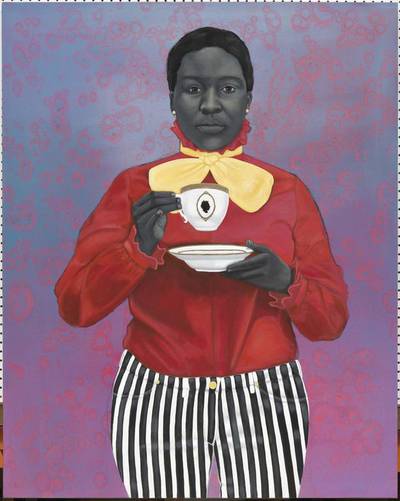 Grand Dame Queenie (2012) by Amy Sherald, oil painting of an African-American woman. Courtesy Collection of the Smithsonian National Museum of African American History and Culture