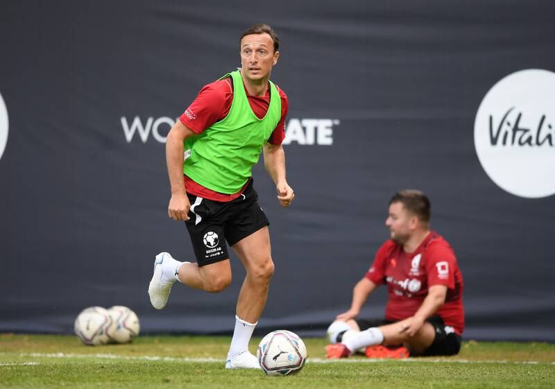 Mark Noble trains for Soccer Aid 2022. Getty