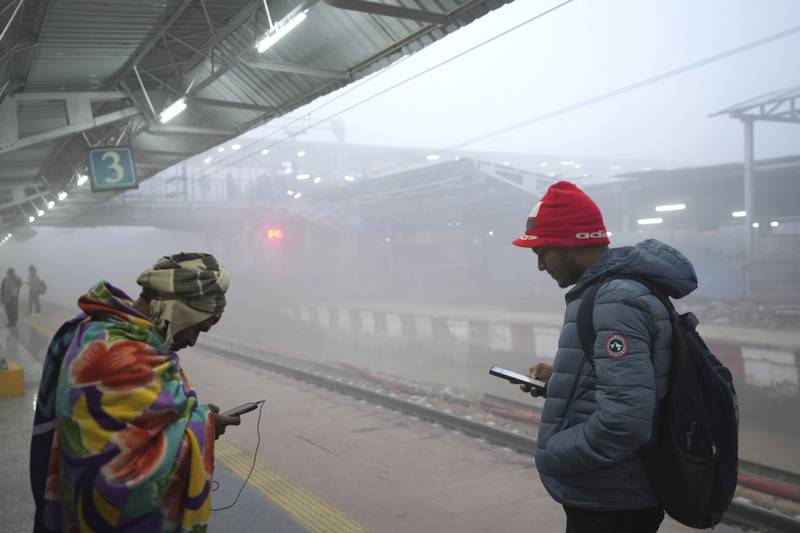 Trains are delayed due to bad weather in Varanasi. AP Photo