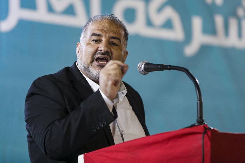 Mansour Abbas, Israeli Arab member of the United Arab List party, speaks during a campaign rally for the Joint List political alliance ahead of upcoming September parliamentary elections, in the Arab town of Kafr Yasif in northern Israel on August 23, 2019. (Photo by AHMAD GHARABLI / AFP)