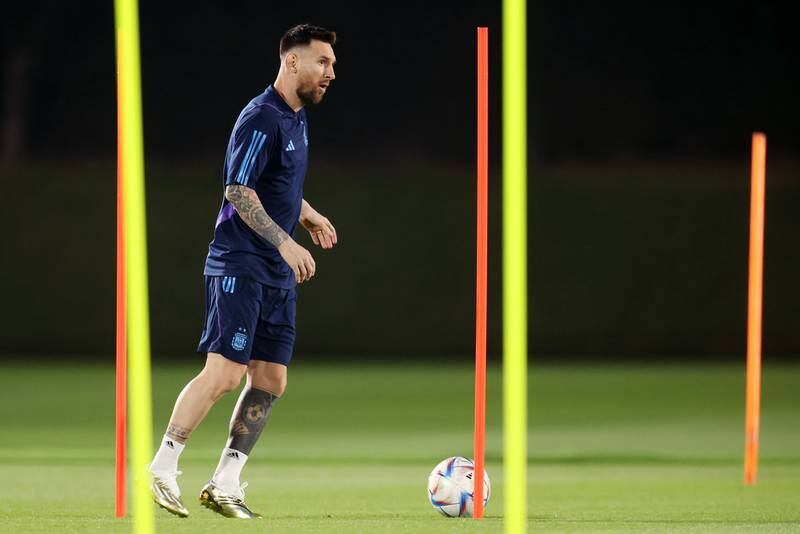 Lionel Messi during an Argentina training session. Getty