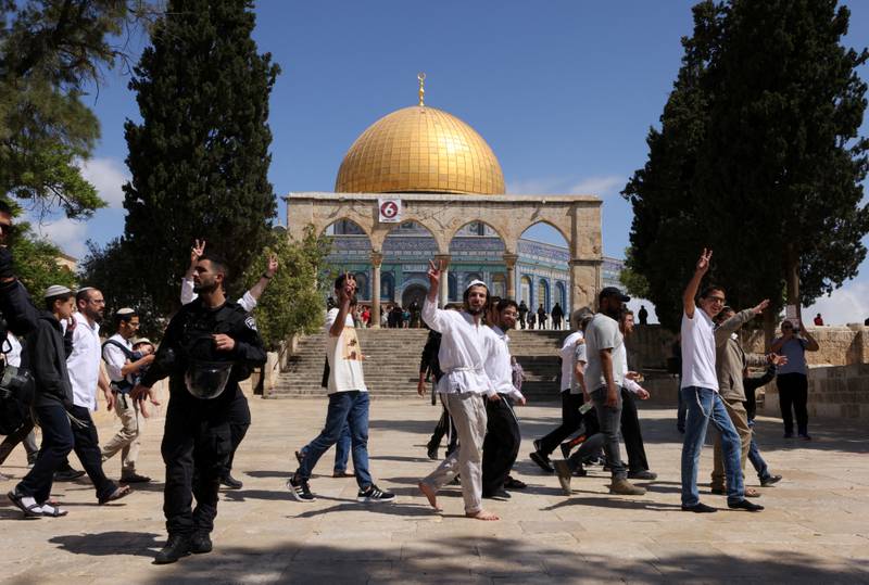 Israeli security forces secure the area as a group of Jews visits Al Aqsa Mosque compound in East Jerusalem. Reuters