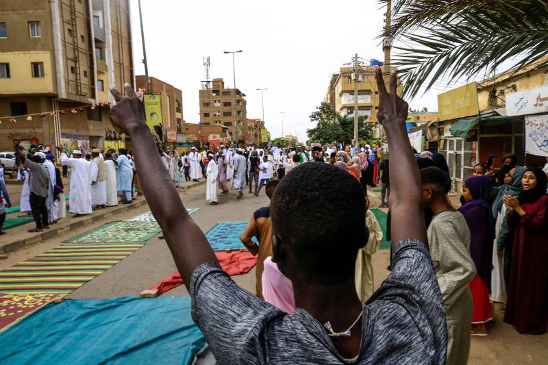 An anti-military sit-in in the Sudanese capital Khartoum on Eid Al Adha. AFP