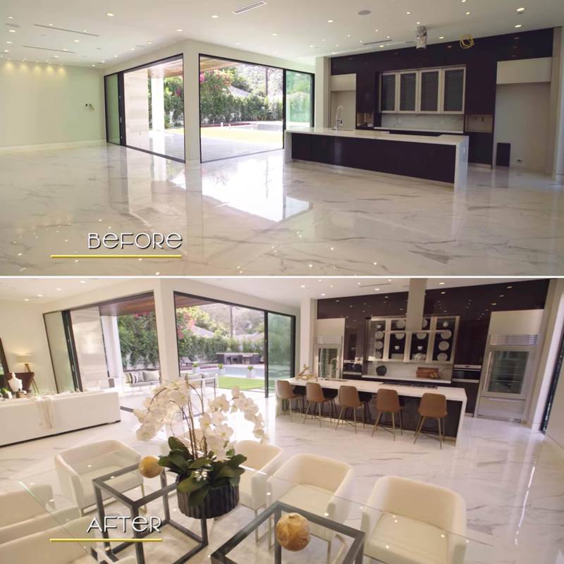 A staged kitchen and dining area, as seen in a home on 'Selling Sunset'. Courtesy Netflix 