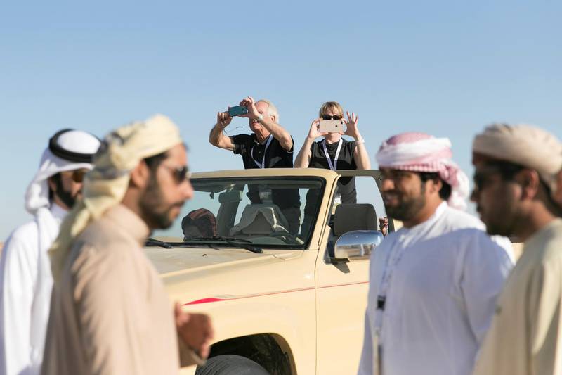 ABU DHABI, UNITED ARAB EMIRATES - DEC 6, 2017Habara hunting trip at the fourth International Festival of Falconry. Tom is one of the original 27 falconers that were in Abu Dhabi in 1976 to receive Sheikh Zayed's invitation to falconers from around the world to convene in the desert of Abu Dhabi and build a strategy for the sport’s development.(Photo by Reem Mohammed/The National)Reporter: Anna ZachariasSection: NA