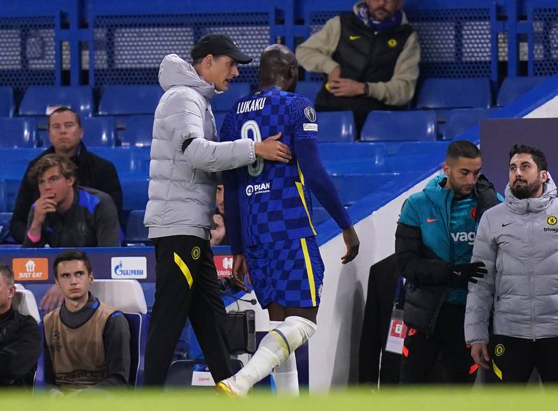 Chelsea's Romelu Lukaku leaves the ground after getting injured. PA