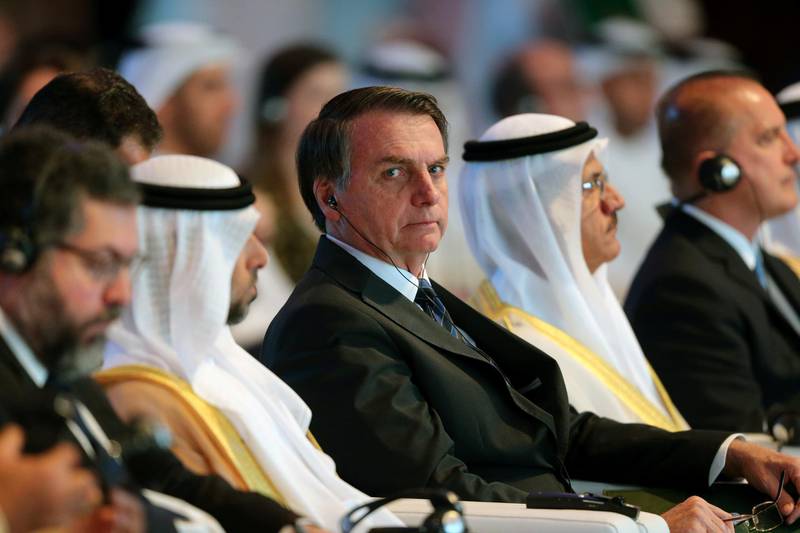 Brazilian President Jair Bolsonaro attends the UAE-Brazil Business Forum in Abu Dhabi, UAE.  Reuters