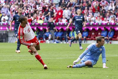 Leroy Sane of Bayern Munich scores his side's fourth goal. AP