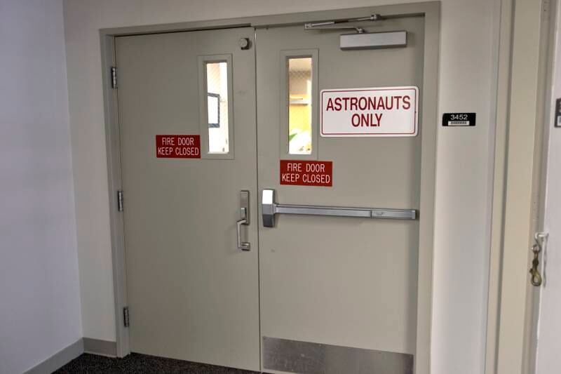 The door leading to crew quarters at Nasa's Kennedy Space Centre, where astronauts quarantine before a spaceflight