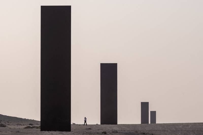 The work is composed of four steel plates, each more than 14 metres high.