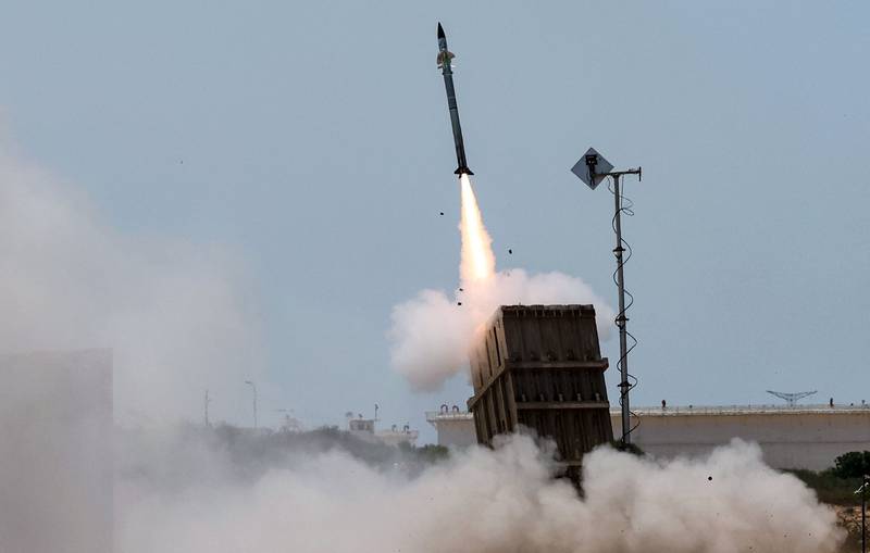 An Israeli Iron Dome air defence system launches a missile to intercept rockets fired from the Gaza Strip, on the outskirts of the southern Israeli city of Ashkelon. AFP