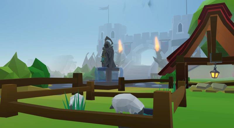 The Medieval Plaza in the online Decentraland game. A piece of online land in the blockchain-based world was scooped up for more than $900,000 this year. Courtesy of Decentraland