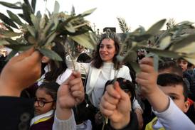 Iraqi Christians celebrate Palm Sunday at St Elijah Church in Arbil. AFP