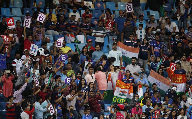India fans cheers on their team from the stands. Reuters
