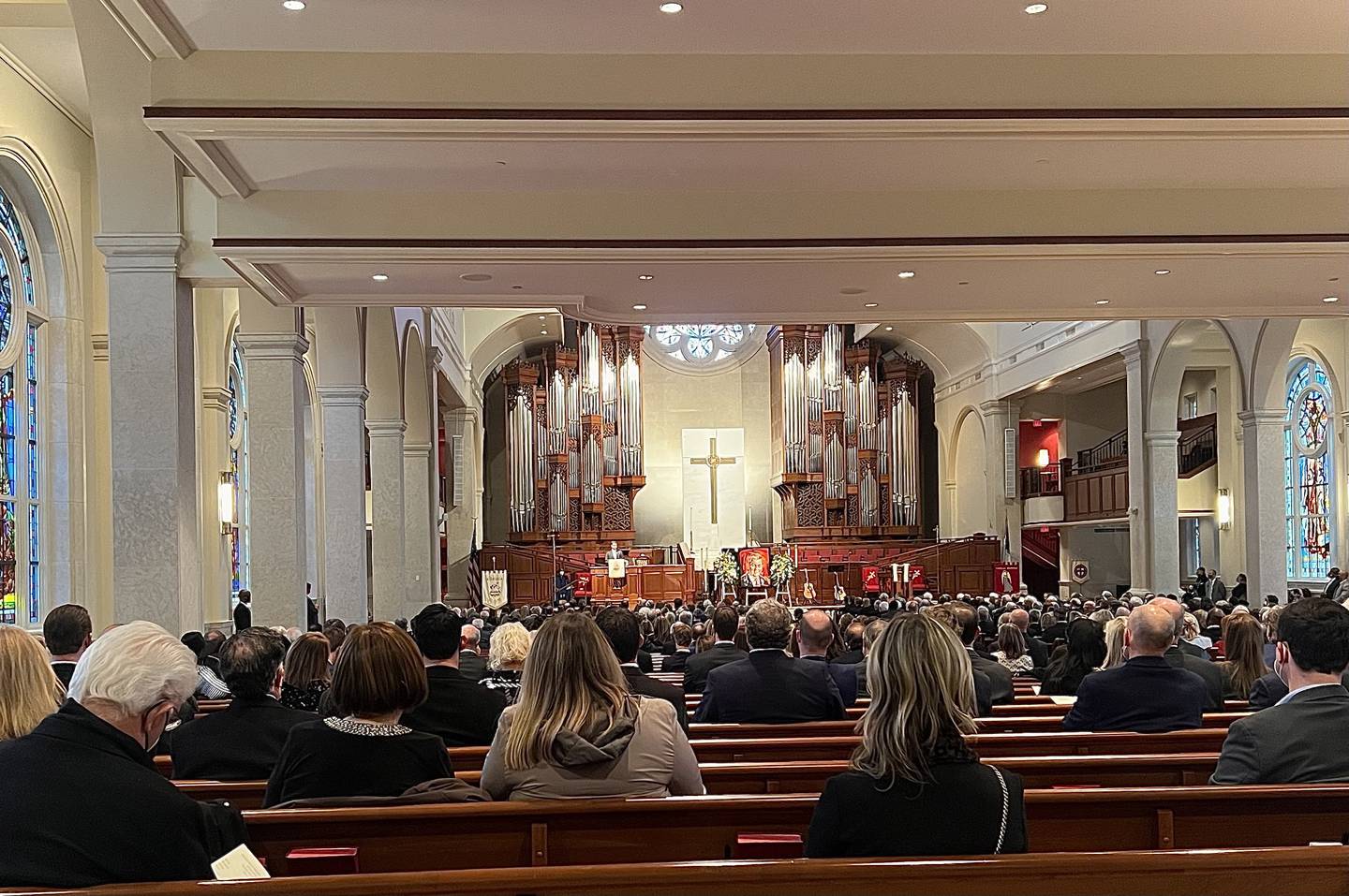 Senior Republican legislators including Senate minority leader Mitch McConnell attend the memorial service for former senator Johnny Isakson at the Peachtree Road United Methodist Church in the Buckhead neighbourhood of Atlanta, Georgia. Holly Aguirre / The National