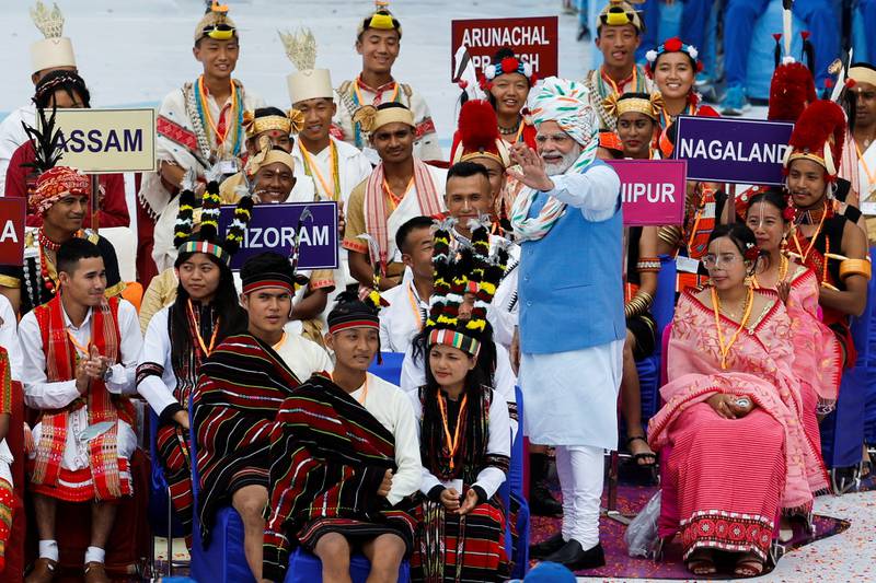 The prime minister gave a televised address to the nation from the 17th century Mughal fort. Reuters