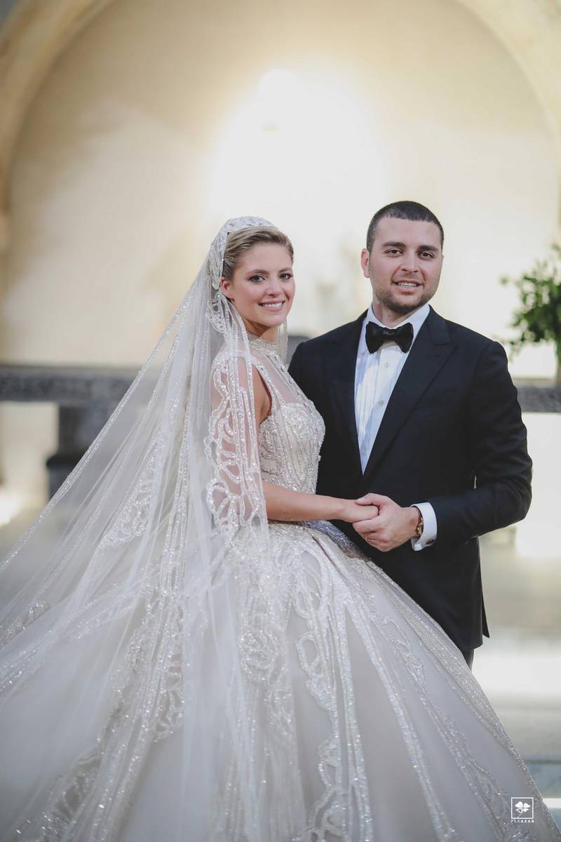 Elie Saab Jr and Christina Mourad during the religious ceremony on their July 19, 2019, wedding. Courtesy Elie Saab