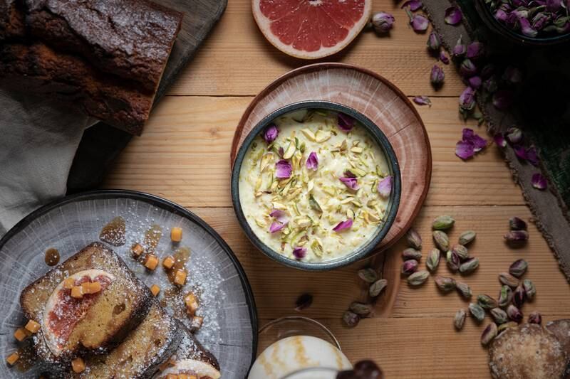 Rose and pistachio rice pudding will be among the dessert offerings at the Alif Cafe