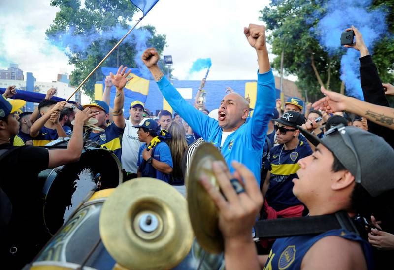Boca Juniors' fans cheer. Reuters