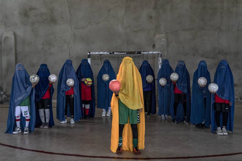 An Afghan women's football team. AP


