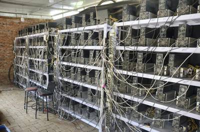 YAN'AN, CHINA - AUGUST 23: Image shows the house in which the bitcoin mining machines used power illegally on August 23, 2017 in Yan'an, Shaanxi Province of China. Over 1,600 bitcoin mining machines were seized by police on August 23, since these machines illegally used the electricity of inter-mountain oil fields in Yan'an. (Photo by Zhang Jianquan/Huashang Daily/VCG)