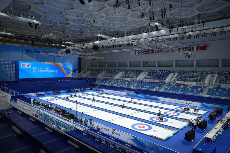 The Beijing National Aquatics Centre will host the curling competitions at the 2022 Winter Olympics. AP