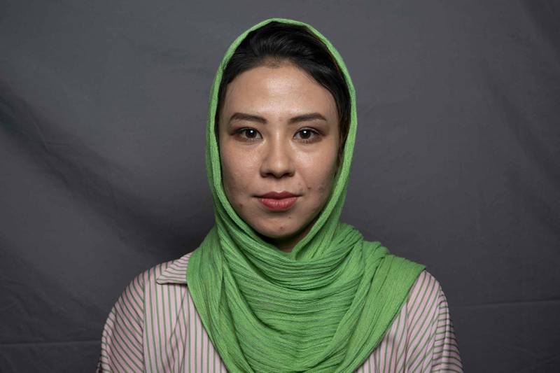 Mathematics and robotics teacher Sumaya Sultani, 27, poses for a portrait in Herat. 'Before the collapse, I participated in international technology events, and I used to work late nights on various projects and coach the Afghan girls’ robotics team. But after the Taliban takeover, everything we worked for and achieved turned to dust.'