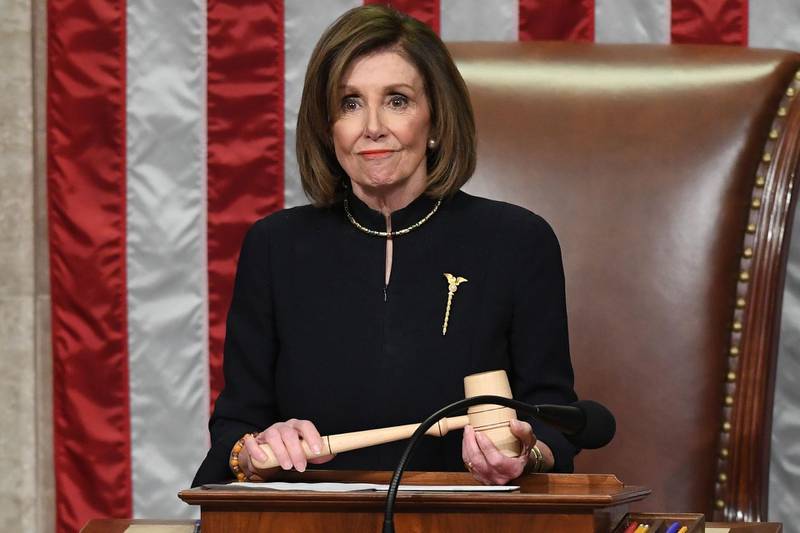 US Democratic Speaker of the House Nancy Pelosi presides over the votes to officially impeach US President Donald Trump in Washington, DC, 18 December 2019. AFP