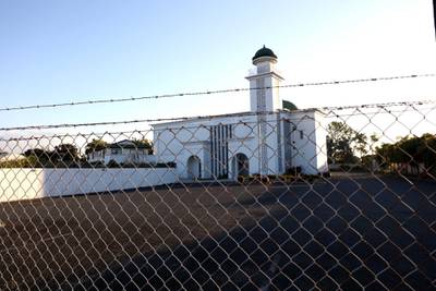 The Baitul Muqeet Mosque is pictured empty in Homai, Auckland. Getty Images