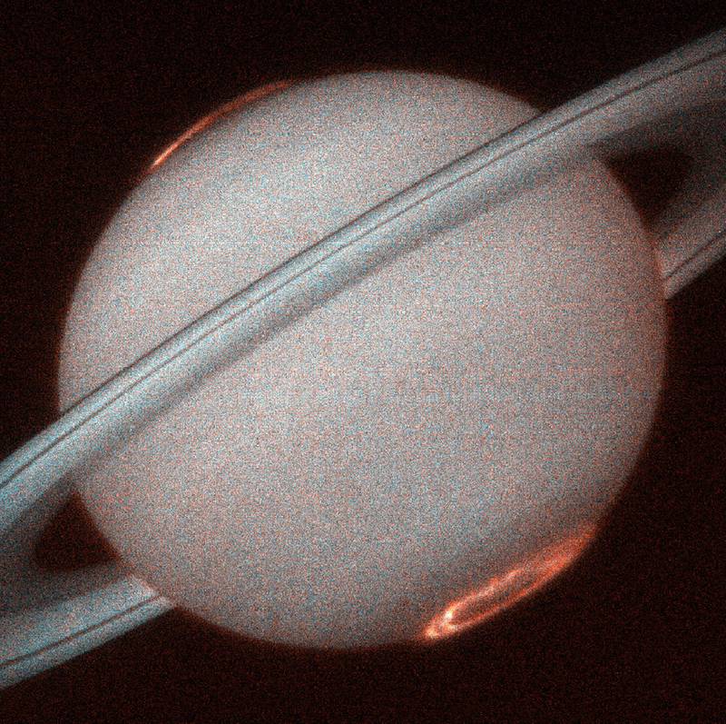 This is the first image of Saturn's ultraviolet aurora taken by the Space Telescope Imaging Spectrograph (STIS) on board the Hubble Space Telescope (HST) in October 1998, when Saturn was a distance of 810 million miles (1.3 billion kilometers) from Earth. NASA
