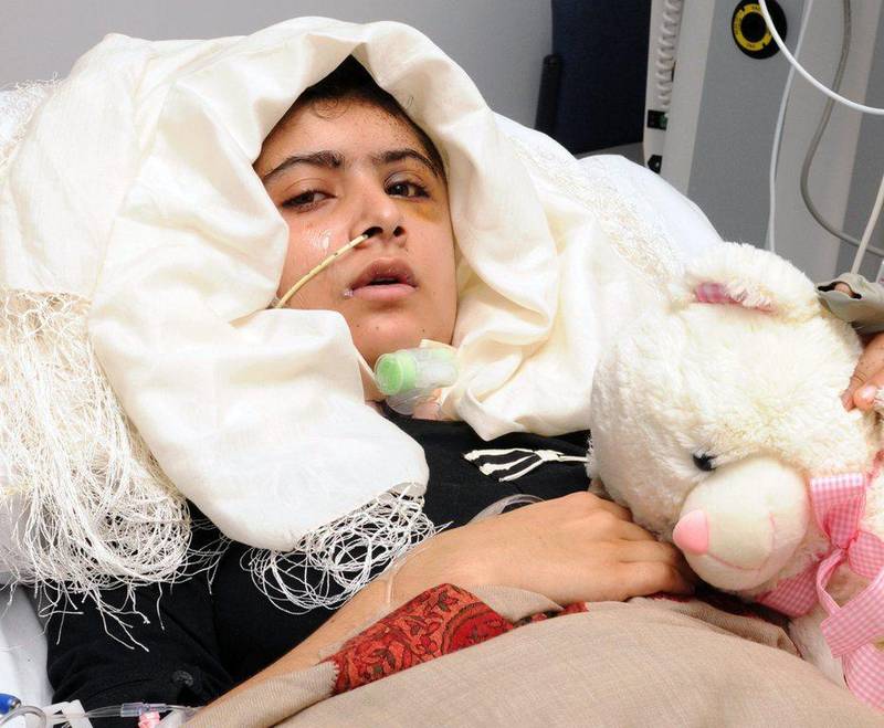 Malala Yousafzai recovers in Queen Elizabeth Hospital in Birmingham, England, on October 12, 2012. University Hospitals Birmingham NHS Foundation Trust / AP Photo
