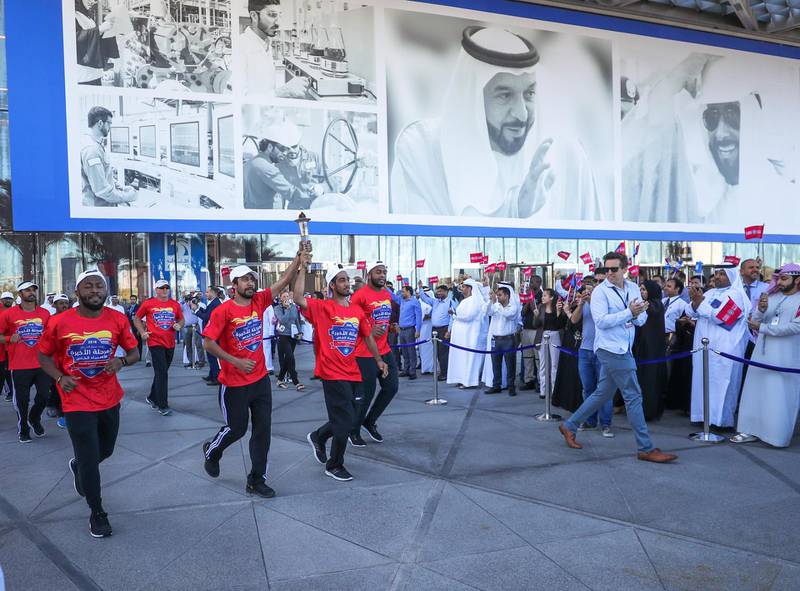 Abu Dhabi, UAE.  March, 14, 2018.  Law Enforcement Torch Run.  From the Heritage Flag to ADNOC.Victor Besa / The National