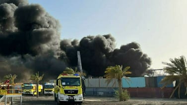 An image that illustrates this article Firefighters tackle blaze in Abu Dhabi's Mussaffah Industrial Area
