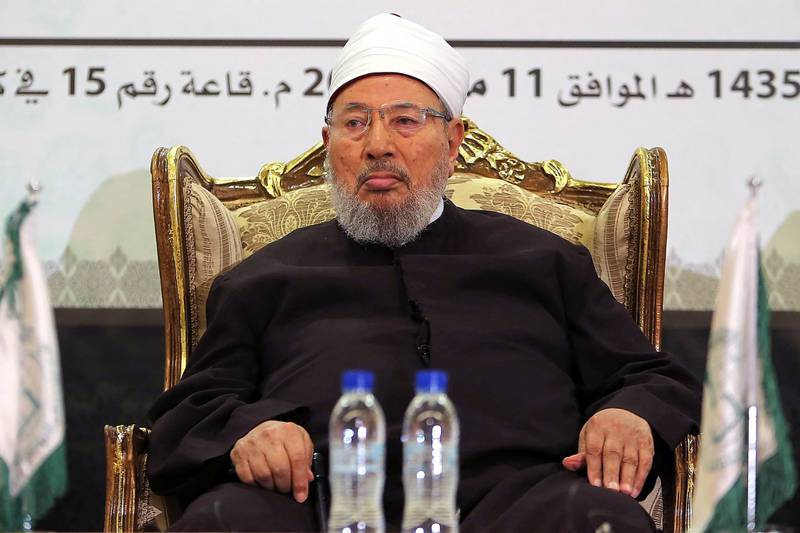 Egyptian cleric and chairman of the International Union of Muslim Scholars Yusuf Al Qaradawi attends a seminar in Qatar's capital Doha, on May 11, 2014. AFP