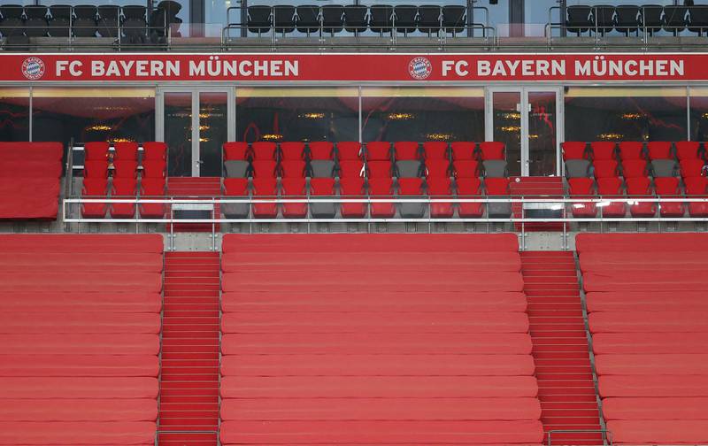 Empty seats in the VIP area prior to the German Cup semi final between Bayern Munich and Eintracht Frankfurt. EPA