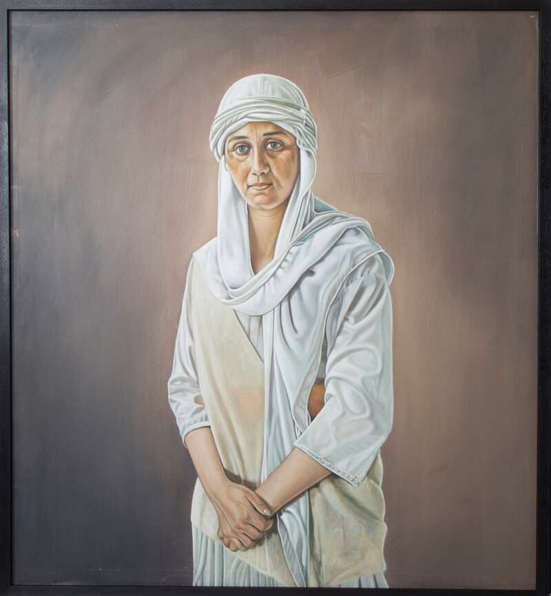 'Yazidi Girl in Traditional Robes', oil on canvas, by Jamil Soro.