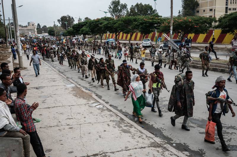 Pro-TPLF rebels in Mekelle, capital of the Tigray region, Ethiopia. AFP