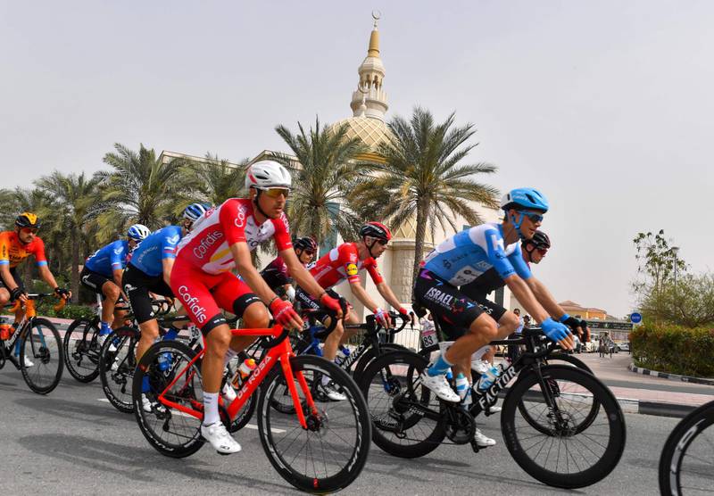 Cyclists during stage four of the UAE Tour. AFP
