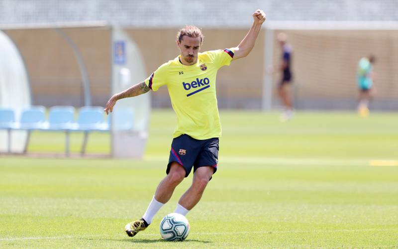 Antoine Griezmann during a training session at Ciutat Esportiva Joan Gamper. Getty Images