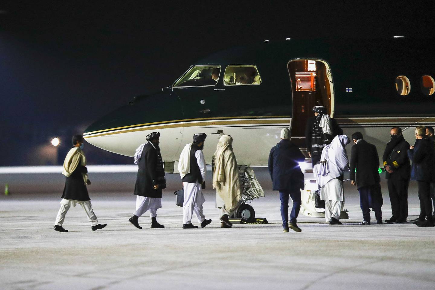 The Taliban's arrival in Oslo on a private jet angered many Norwegians. AFP