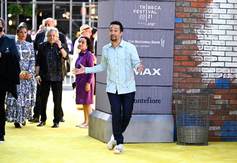 Producer Lin-Manuel Miranda attends the 2021 Tribeca Festival opening night premiere of 'In The Heights' at the United Palace theatre on June 9, 2021, in New York. AP