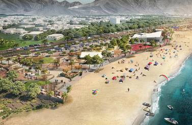 A rendering of the Khor Fakkan beach development. Courtesy Sharjah Investment and Development Authority