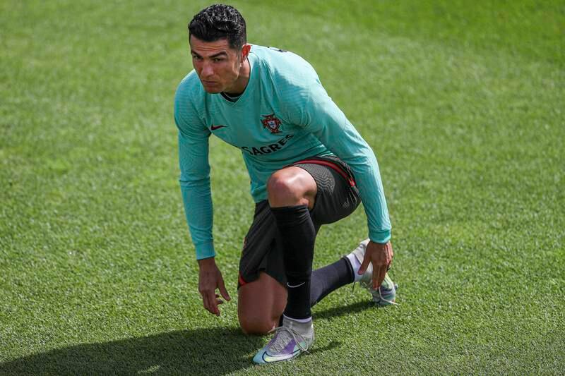 Cristiano Ronaldo trains with Portugal at Cidade do Futebol in Oeiras, on Wednesday, June 1, 2022.  Portugal take on Spain in the Uefa Nations League on Thursday. EPA