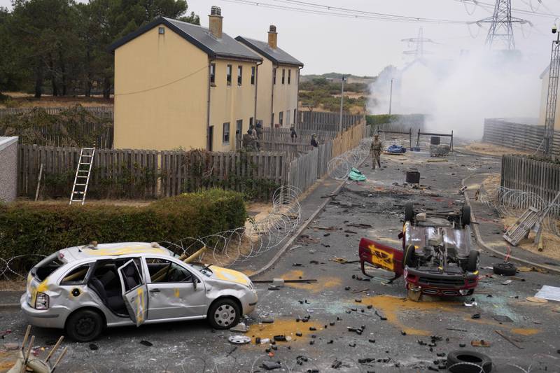 A view of the urban battle exercise at a military base in southern England. AP