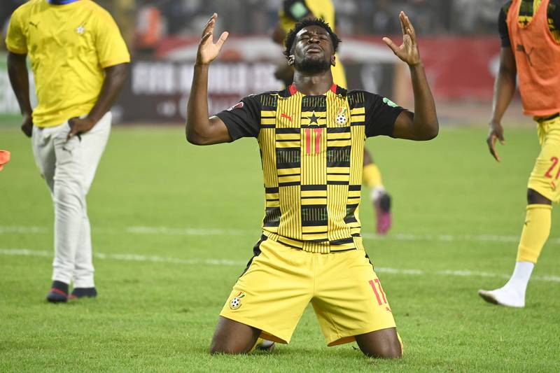 Osman Bukari celebrates after Ghana's victory over Nigeria that sealed their spot at the 2022 World Cup in Qatar. AFP