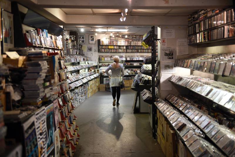 A customer browses CDs for sale in the music shop Record Collector in Sheffield. AFP