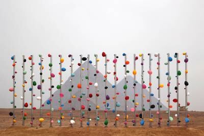 An art installation, dubbed Dreams in Giza, at the Giza Plateau in October 2022 as part of Forever Now by Art d’Egypte. Photo: Patrick Baz / Art Degypte  